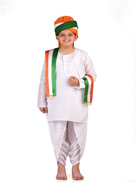 Buy BookMyCostume Tricolor Turban and Stole with Dhoti Kurta Indian ...