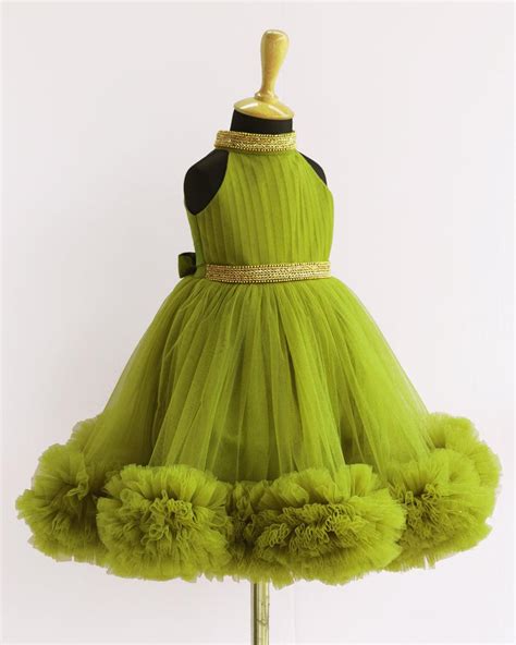Peagreen Pleated Halter Neck Ruffled Frock. – Stanwells Kids