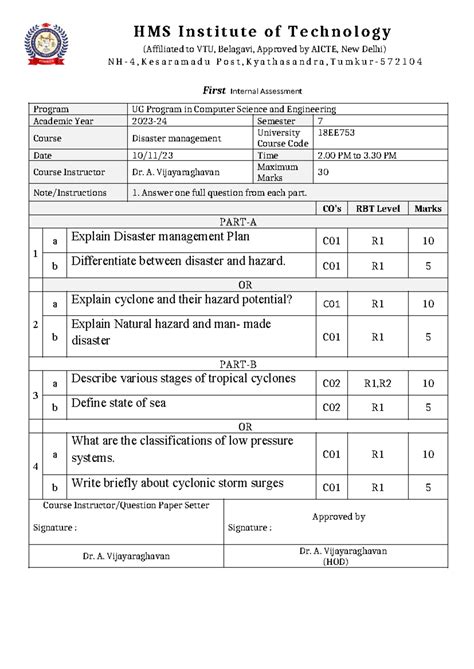 Ddco First Internal 3 SEM JAN 2024 - (Affiliated to VTU, Belagavi ...