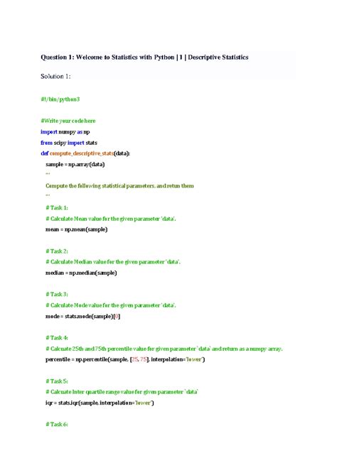 Stats with python - Question 1: Welcome to Statistics with Python | 1 ...
