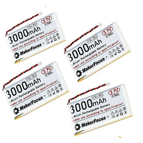 Buy FancyWhoop 4Pcs Lithium Battery 3.7V 3000mAh 1S 3C Rechargable ...