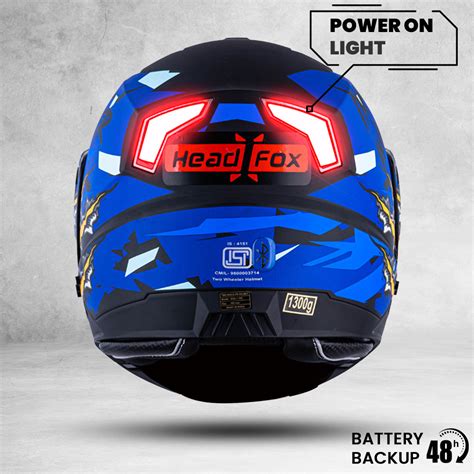Headfox N2 Air Winner Blue Smart Bluetooth Flip-up Double Visor Helmet ...