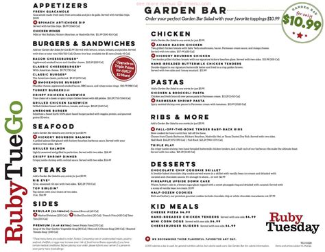 Image result for Ruby Tuesday Full Menu