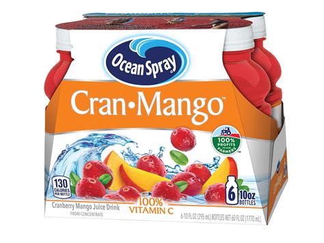 Ocean Spray Cran-Mango Cranberry Mango Juice Drinks, 10 Fl Oz Bottles ...