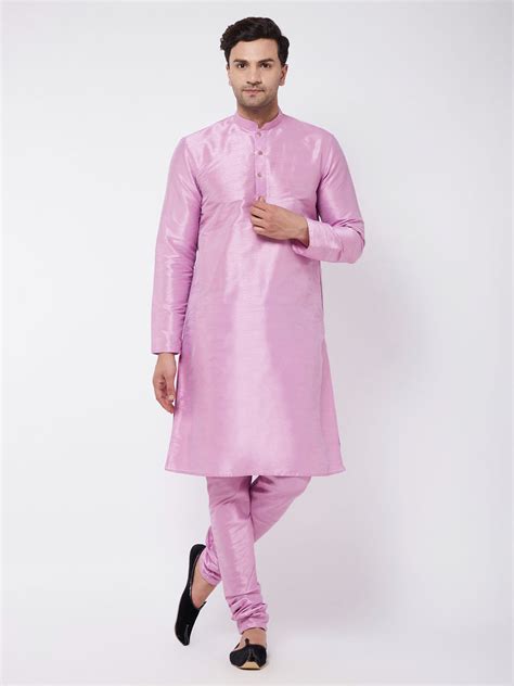 VASTRAMAY Men's Onion Pink Silk Blend Kurta and Pyjama Set – vastramay