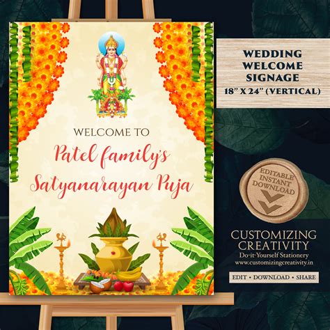 Satyanarayan Puja Welcome sign Indian welcome signs, Satyanarayan Pooj ...