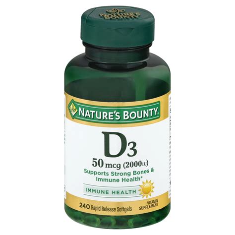 Nature's Bounty Vitamin D3 50 mcg (2000 IU) Softgels - Shop Vitamins A ...