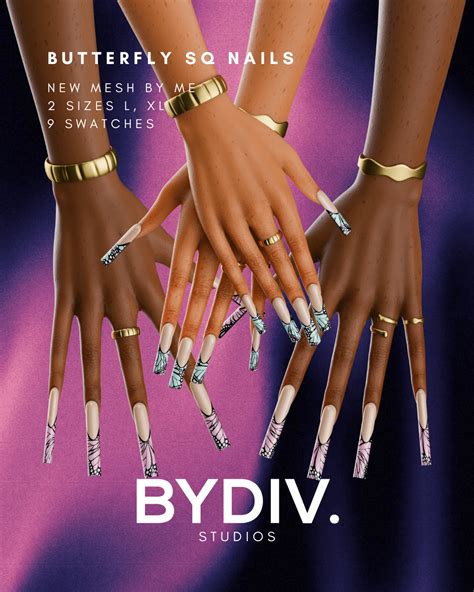 Маникюр Butterfly SQ NAILS | Sims4Mods