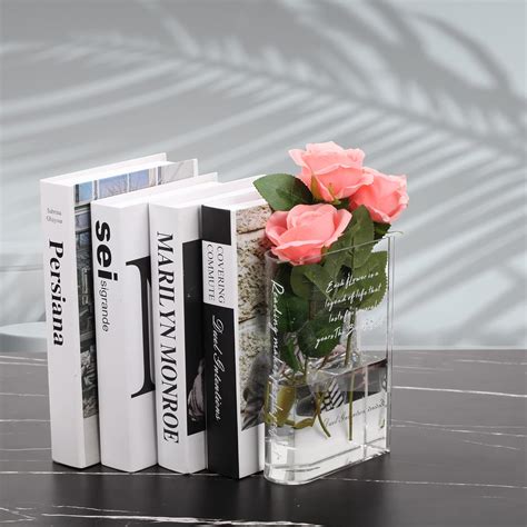 Amazon.com: Acrylic Book vase for Flowers-Unique Flower vase& Clear ...