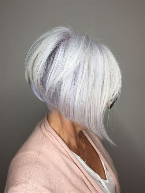 White hair a-line bob, diagonal forward bob (With images) | Haircuts ...