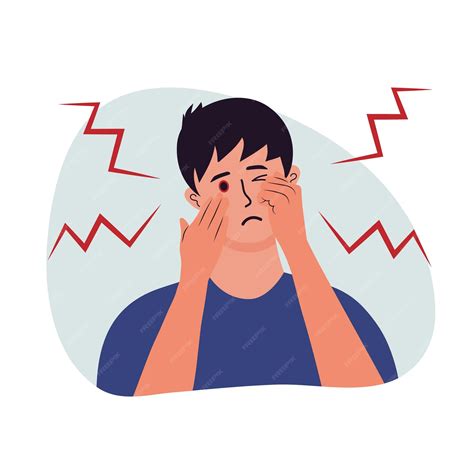 Premium Vector | Man with eye redness symptom inflammation and injury of eye Conjunctivitis ...