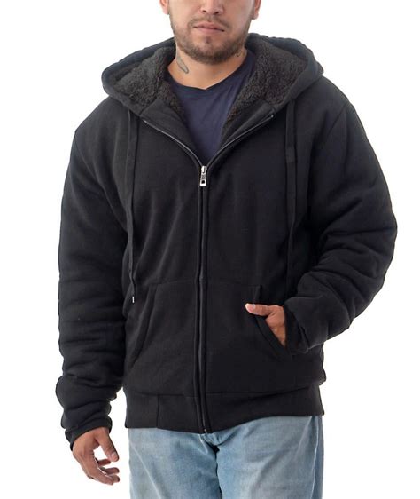Jvini Men's Ultra Soft Hoodie, Sherpa Lined, Full Zip, Heavy Duty ...