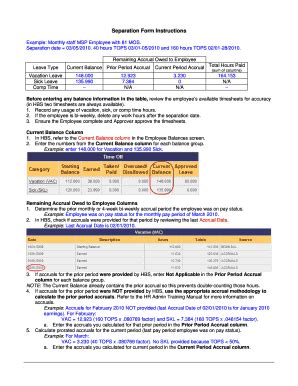 Fillable Online Separation Form Instructions Fax Email Print - pdfFiller