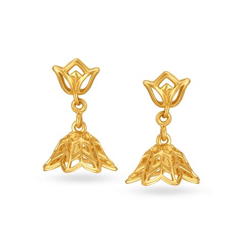 Sublime 22 Karat Yellow Gold Lotus Jhumkas