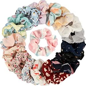 RECTYO GALLERY 12 Pcs Chiffon Hair Bands Ponytail Ties Hair Scrunchies ...