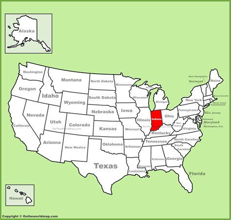 Indiana location on the U.S. Map