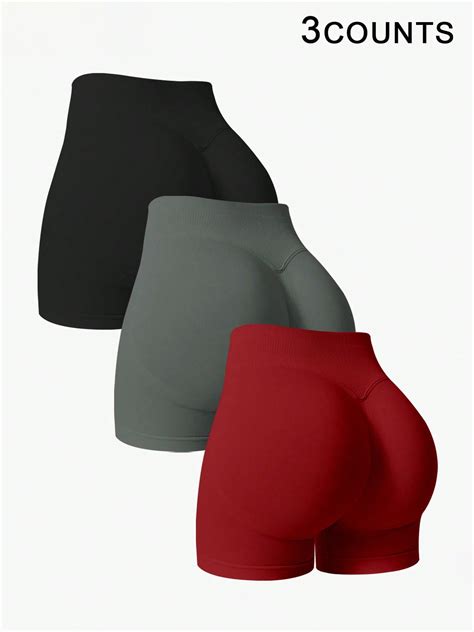 NcmRyu 3pcs Women High Waist Solid Color Seamless Elastic Outdoor ...