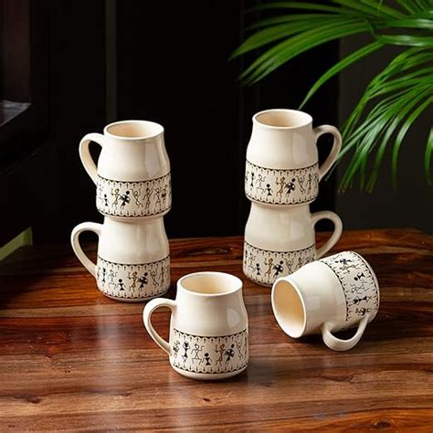 Adore Warli Handcrafted Ceramic Tea Cups [Set of 6] – Adore & Décor