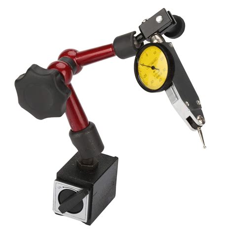 Strong Magnetic Gauge Stand Base Holder + Lever Dial Test Indicator Gauge - Flexible Adjustable ...