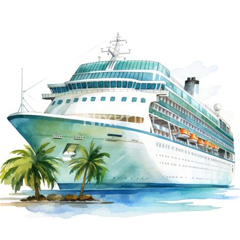 Hawaii Cruise Ship Clipart, Watercolor Cruise Clipart, Poster for Baby ...