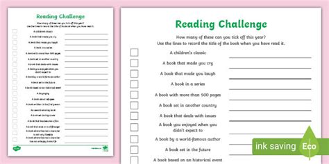 UKS2 Reading Challenge Activity | Reading Challenge for Kids