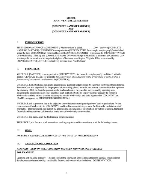 53 Simple Joint Venture Agreement Templates [PDF, DOC] ᐅ TemplateLab