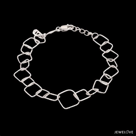 Jewelove™ Bangles & Bracelets Japanese Platinum Square Links Bracelet ...
