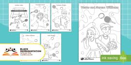 KS2 Diverse Tennis Players Colouring Sheets