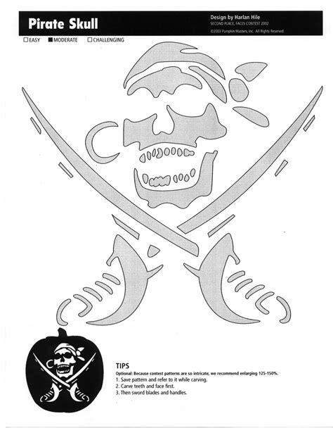 Pirate Skull Pumpkin Stencils Crossbones Skull Spooky Pirate Pumpkin