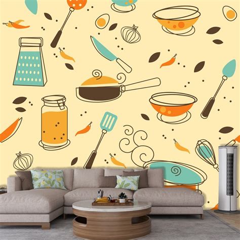 Kitchen Utensils Pattern Wallpaper - Magic Decor