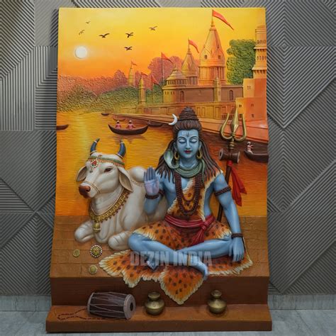 Lord Shiva & Nandi Wall Mural – 6x4ft | Varanasi Ghat Scene | Dezin In ...