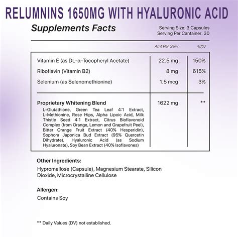 Relumins 1650mg Glutathione With Hyaluronic Acid Capsules
