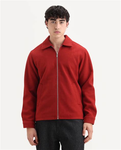 Rare Rabbit Men's Tweeder-25 Rust Polyester Blend Fabric Collared Neck