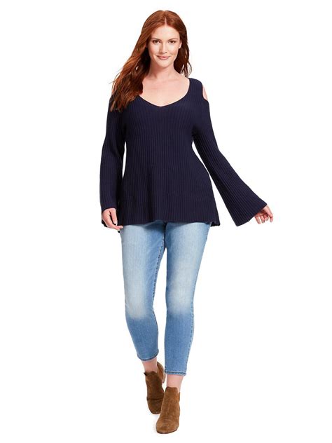 Katherine Barclay | Cold Shoulder Navy Sweater | Gwynnie Bee | Navy ...