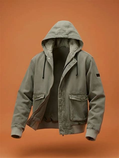men's casual oversized crop fit front zipper hooded jacket | Olive – Wrogn