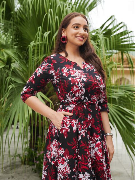 Buy Soft Cotton Floral Anarkali Black Dress TP9022T | Aramya