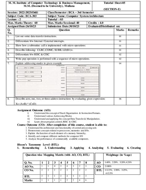 Tutorial-5 CA- BCA-303 - M. M. Institute of Computer Technology ...