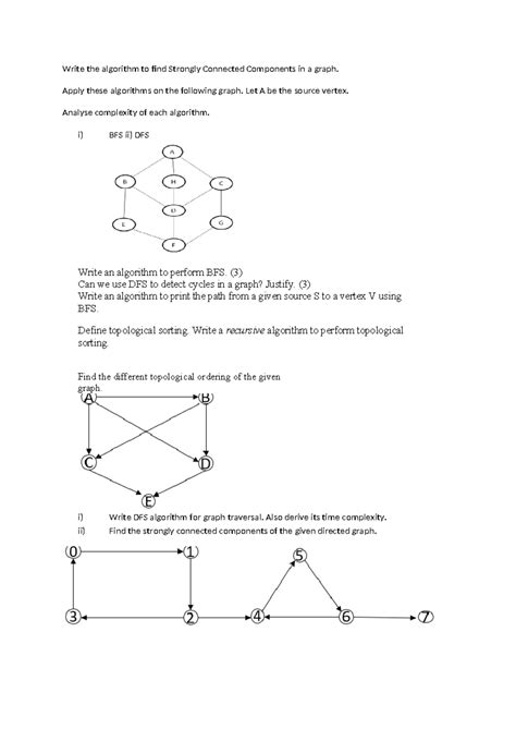 Problems-graphs - Write the algorithm to find Strongly Connected ...
