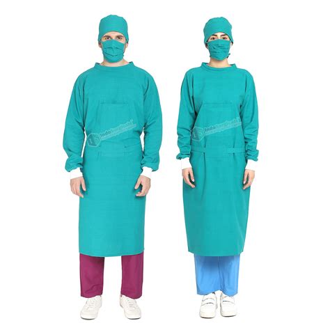 IS IndoSurgicals Reusable Cotton Unisex Surgeons Gown Set with Face ...