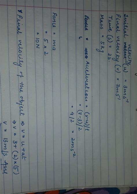 [Expert Answer] a constant force acts on an object of mass 5 kg for the ...