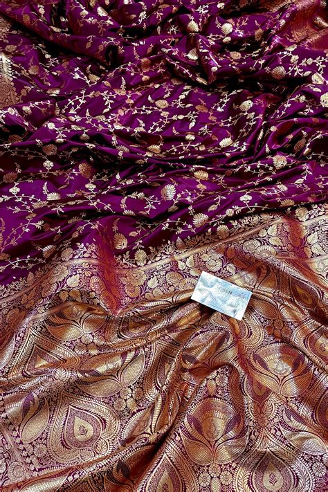 Purple Jangla Katan Silk Banarasi Saree – Mohsin Textiles