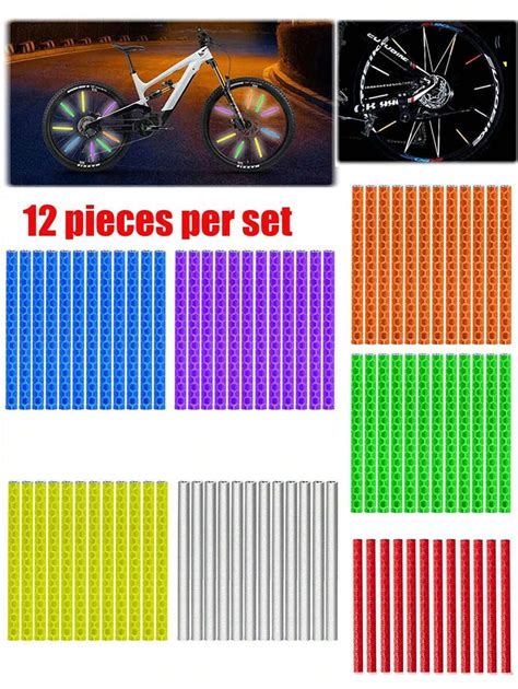 12pcs Bicycle Colorful Wheel Spoke Reflector, Night Riding Warning ...