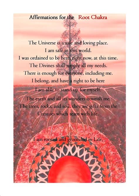 The root Chakra Affirmation...pic and words found on the web. I just ...