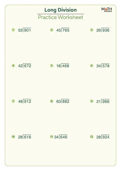 Image result for Printable Long Division Worksheets