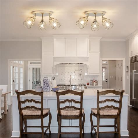 ABEAJAT Kitchen Light Fixtures Ceiling Mount, 3-Lights Multi ...
