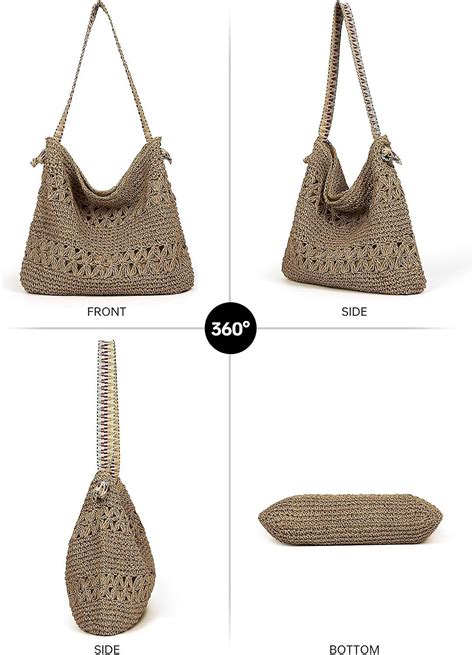 Raffia Bag Cute Straw Summer Beach Tote Crossbody Bags for Women Wicker ...