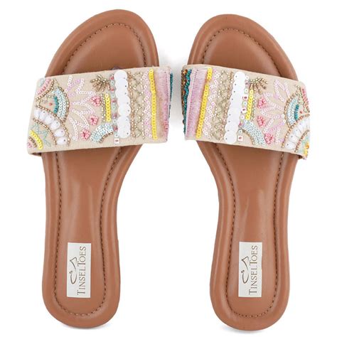 Handcrafted Embroidered Colourful Embellished Sliders for Women - GYPSY ...