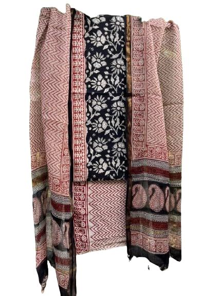 Earth Alive Black Red Kota Doriya Vegetable(Natural) dye handblock ...