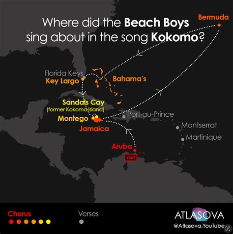 Map of places mentioned in the Beach Boys song "Kokomo" : r/MapPorn