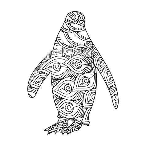Penguin Coloring Template Mandala